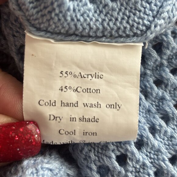 Vintage-Inspired VRG GRL Multicolor Crochet Knit Maxi Dress Long Sleeves Size 8 - Picture 14 of 15